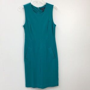 Lands End Teal Sleeveless Sheath Dress Size 6 Petite EXCELLENT Condition